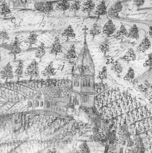 Zeichnung der Salziger Kirche v. Goswin Klöckner 1742